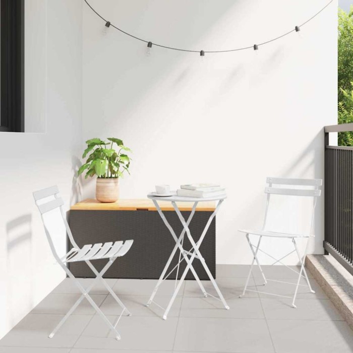 vidaXL Scaun pliabil pentru grădină 2 pcs Alb 42 x 46 x 82cm Oțel 42002956