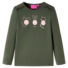 Tricou pentru copii cu m&acirc;neci lungi, kaki, 128