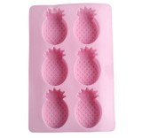 Forma de silicon pentru prajituri,design ananas,6 compartimente,roz