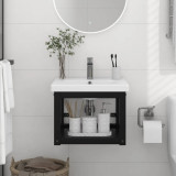 Cadru chiuveta de baie pentru perete, negru, 40x38x31 cm, fier GartenMobel Dekor, vidaXL