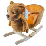 Balansoar Bebe Ursulet Lemn Plus Maro, 60x34x45 cm, cu Sunete, 6-18 luni