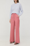 Tiger Of Sweden pantaloni femei, culoarea roz, drept, high waist