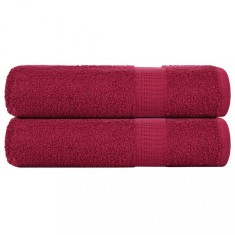 vidaXL Prosoape de baie 2 buc Bordeaux 100x150 cm 360 g/m&sup2; 100% bumbac