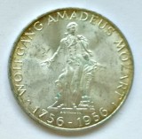 AUSTRIA 25 SCHILLING 1956 WOLFGANG AMADEUS MOZART ARGINT AUNC, Europa