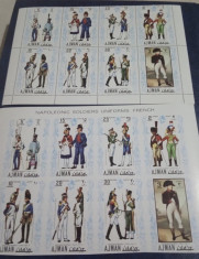 AJMAN, UNIFORME MILITARE FRANCEZE - 2 SERII COMPLETE MNH PERF. + IMPERF. foto