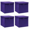 Cutii depozitare cu capace, 4 buc., violet, 28x28x28 cm