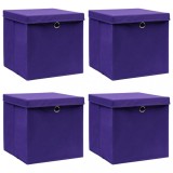 Cutii depozitare cu capace, 4 buc., violet, 28x28x28 cm GartenMobel Dekor, vidaXL