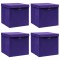 Cutii depozitare cu capace, 4 buc., violet, 28x28x28 cm