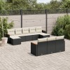 Gossi set canapele de gradina cu perne, 10 piese, negru, poliratan