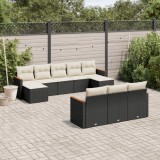 Gossi set canapele de gradina cu perne, 10 piese, negru, poliratan