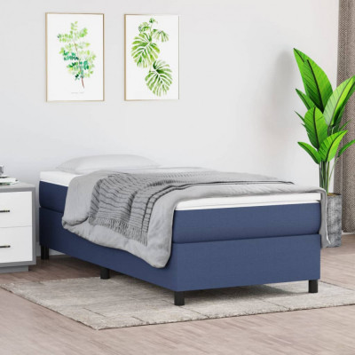 vidaXL Cadru de pat, albastru, 90x190 cm, material textil foto