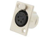 Soclu XLR Mamă 4 Pin cu Buton Argint 10A