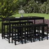 Cumpara ieftin Set bar de grădină, 9 piese, negru, lemn masiv de pin