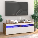 VidaXL Comode TV cu lumini LED, 2 buc., stejar fumuriu, 60x35x40 cm