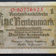 Bancnota istorica 1 RENTENMARK - GERMANIA NAZISTA, anul 1937 * cod 52