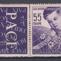 ROMANIA 1956 LP 406 a ZIUA INTERNATIONALA A COPILULUI SERIE VINIETA ROMANA MNH