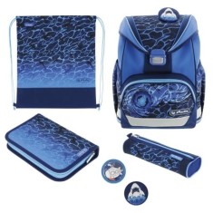 Ghiozdan băieți echipat Herlitz UltraLight Plus, motiv Blue Shark