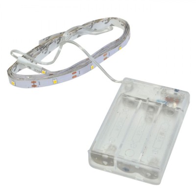Bandă LED Autocolantă, 2m, Alb Cald, 158 Lumeni, Cu Baterii foto