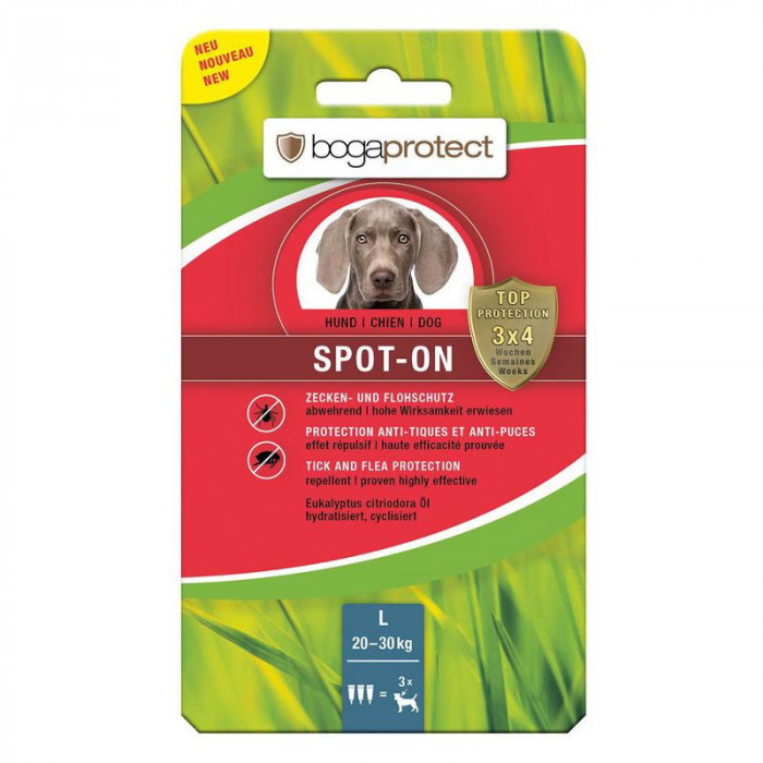 BOGAPROTECT Spot-On L, picături antiparazitare pentru c&acirc;ini 3 x 3,2 ml