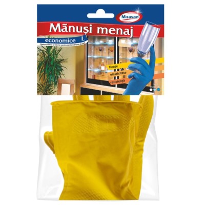 Manusi menaj Misavan, marimea L, latex, galben foto