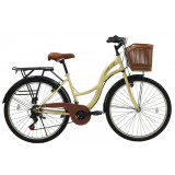 Bicicleta City Vision Holiday, culoare Crem, roata 24&quot;, cadru din otel PB Cod:222401000006