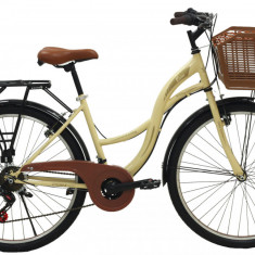 Bicicleta City Vision Holiday, culoare Crem, roata 26", cadru din otel PB Cod:222601000006