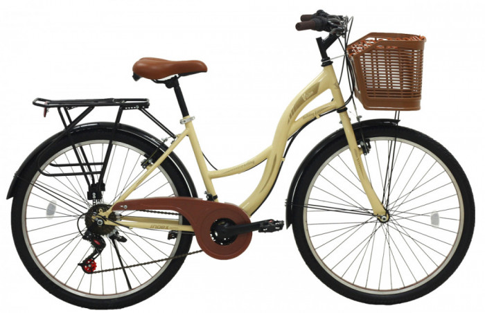 Bicicleta City Vision Holiday, culoare Crem, roata 26&quot;, cadru din otel PB Cod:222601000006