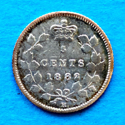 CANADA 5 CENTS CENTI 1882 H ARGINT STARE BUNA SPRE F BUNA foto