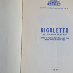 Antichitate, vechi Caiet - programOpera RPR, RIGOLETTO, an 1961