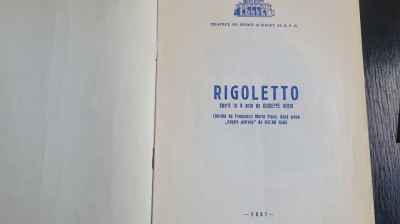 Antichitate, vechi Caiet - programOpera RPR, RIGOLETTO, an 1961 foto