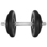 Gantera 17 kg, set 4 discuri, argintiu/negru, din otel, 35x22x22 cm, DHS