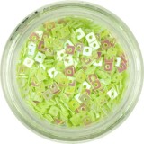 Decorațiune pentru unghii - mici pătrate cu gaură, verde deschis, INGINAILS