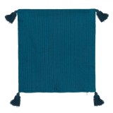 Fata de Perna Decorativa din Bumbac Petrol Dungi Franjuri 45x45 cm