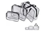 Set 3 organizatoare cosmetice pentru călătorii, rezistente la apă, plastic, transparent