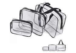 Set 3 organizatoare cosmetice pentru călătorii, rezistente la apă, plastic, transparent foto