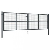 vidaXL Poartă de grădină din plasă, gri, 400 x 175 cm, oțel galvanizat