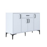 Cumpara ieftin Comoda Luther alb melamina picior metal negru 120x40x78.5 cm