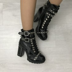 Ghete botine dama negre toc marime 40+CADOU foto