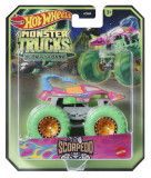 Hot Wheels Monster Truck Glow In The Dark Masinuta Scorpedo Scara 1:64, Mattel