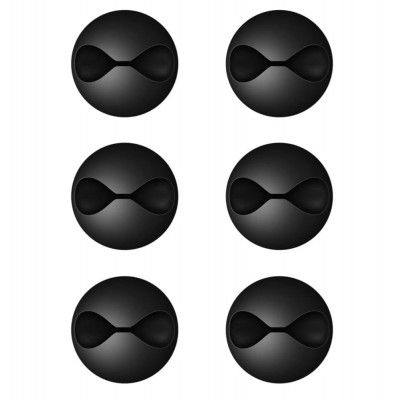 Set 6 cleme adezive pentru organizare cabluri, Esperanza 90834, diametru 28mm, negre foto