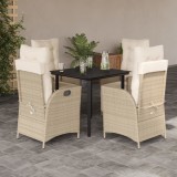 vidaXL Set mobilier de grădină cu perne, 5 piese, bej, poliratan