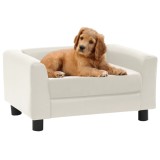 Cumpara ieftin Canapea c&acirc;ini cu spumă cu pernă crem 60x43x30 cm pluș/piele eco