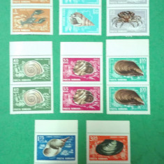 TIMBRE ROMANIA MNH 1966/L.P.639 CRUSTACEE SI MOLUSTE SERIE IN PERECHE