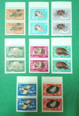 TIMBRE ROMANIA MNH 1966/L.P.639 CRUSTACEE SI MOLUSTE SERIE IN PERECHE foto