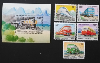 R.DU TCHAD-LOCOMOTIVE-SERIE A 5 V.+ 1 S/SH-NEOBLITERATA-MNH** - EP 224 foto