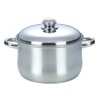 Oala Inox Grunberg 20 cm, 3L, Capac Sticla, Baza Tripla, Inductie, Argintiu