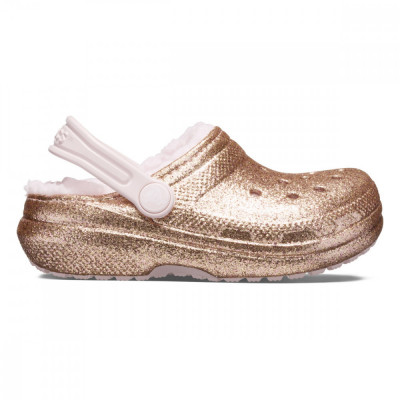 Saboti Crocs New Classic Glitter Lined Clog Kids Roz - Gold/Barely Pink foto