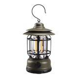 Lampa portabil&Auml; camping felinar vintage cu c&Atilde;&cent;rlig, 21 cob led, 5w, abs, reglare intensitate, 360&Acirc;&deg;, verde