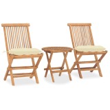 Cumpara ieftin Set mobilier pliabil exterior cu perne, 3 piese, lemn masiv tec