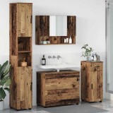 Set Mobilier Baie vidaXL Lemn Vechi 4 Piese 30x35x192cm Maro Rafturi Sertare Oglinda